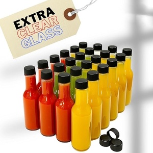 Botellas de Vidrio Transparente de 100ml, 150ml y 250ml para Salsas Picantes, Botellas Vacías para Salsa de Chile y Tomate, Botellas para Salsa <span class=keywords><strong>Tabasco</strong></span> con Tapas de Plástico, Económicas - Product Image 1