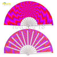 Éventail en bambou satiné de haute qualité de 33 cm pour les raves, avec impression personnalisée, idéal comme cadeau promotionnel