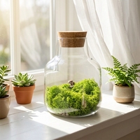 Vase en verre borosilicate de haute qualité OEM avec couvercle en liège pour plantes hydroponiques et mousse