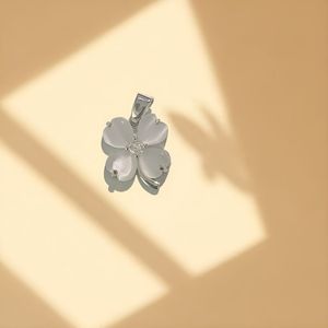 Flower Pendant Copper Alloy Zircon Inlaid Claw Setting Themed <b>Necklace</b> Charm - Product Image 1