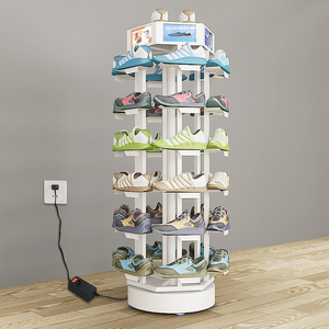 Scarpiera Rotante Verticale A 360° In Acciaio – Mobile Girevole Con Ripiani Regolabili, 45x86x127 Cm, Bianco, Organizzatore Per Ingresso E Camera