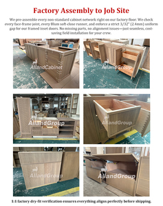 Gabinetes Shaker Modernos y Tradicionales Personalizados Alland con Acabado en Laca de Color Claro y Tiradores Plateados, Estante Abierto para <span class=keywords><strong>Cocina</strong></span> de <span class=keywords><strong>Chef</strong></span> - Product Image 4