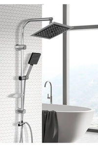 Ensemble de douche mural à double poignée, <span class=keywords><strong>grand</strong></span> jet supérieur, en alliage électroplaqué noir, haute pression, prix bas, vente en gros - Product Image 4