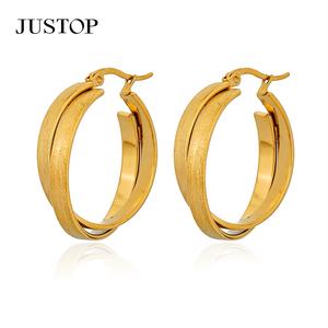 Pendientes de Aro Modernos, Impermeables, de Acero Inoxidable, Chapados en Oro de 18K, Hipoalergénicos, con Gancho, Joyería de Moda Infantil - Product Image 1