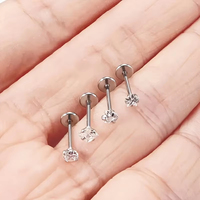 Classique ASTM F136 Titane Piercing Labret, Anneau de Lèvre, Clou d'Oreille CZ 16G, Bijou de Piercing Corporel pour Oreille, Tragus, Cartilage, Hélix