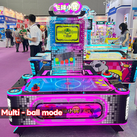 Table de hockey sur air interactive en métal avec néons LED pour enfants, machine d'arcade de combat pour 2 joueurs avec support en anglais pour centre commercial