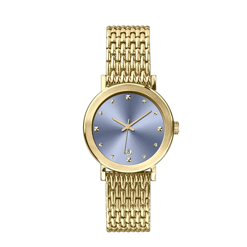 Relojes de lujo de acero inoxidable chapados en oro, reloj impermeable de diseñador femenino Orologio Donna, reloj de mujer de bajo precio, logotipo personalizado