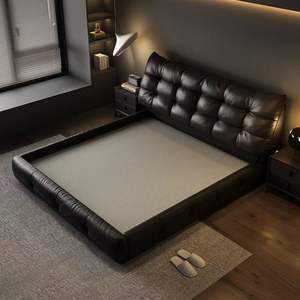 Juego de cama King de estilo italiano de lujo barato a <span class=keywords><strong>precio</strong></span> de fábrica con cómoda tapicería de cama suave de madera hecha en China para hoteles - Product Image 3