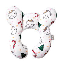 Coussin de tête pour poussette et siège auto avec coins en forme de fleur, en polyester et coton, rembourrage en coton PP, motif dessin animé