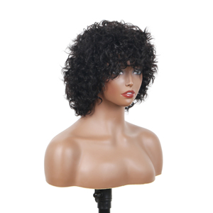 Perruques courtes ondulées <span class=keywords><strong>afro</strong></span> de 6 pouces, fabriquées à la machine en Pérou, pour femmes noires, <span class=keywords><strong>cheveux</strong></span> ondulés non-Remy - Product Image 5