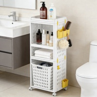 Étagère de rangement de bureau en plastique créative, moderne, à 3 niveaux, durable, mobile et sur pied