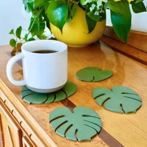 Décoration végétale moderne 3d imprimé Monstera Coaster Plant Ornement avec feuilles de dessous de verre intégrées Moderne - Product Image 2