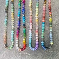Collier ras du cou perlé de pierres précieuses colorées, perles en verre arc-en-ciel et pierres naturelles colorées, avec fermoir à ressort, accessoire DIY