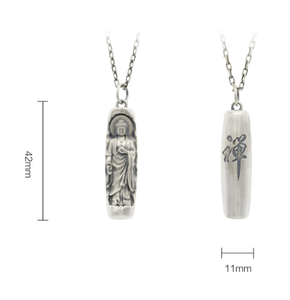 Pendentif ZHENXUN S925 en argent pur, Collier Bouddha Piliers du Soleil, Statue Bouddha, Signe du Zodiaque Bouddha, Design Original - Product Image 2