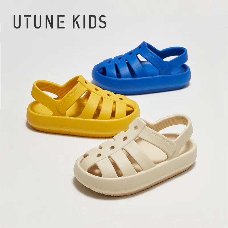 Utune sandália infantil romana, sapatos de verão para meninos e meninas antiderrapantes para áreas internas e externas, chinelos e tamancos para crianças, 2022