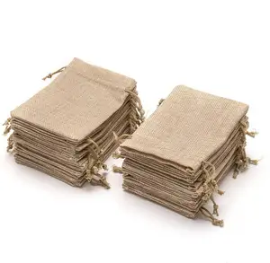 Natural Burlap Linen Jute Drawstring Gift Bags Sacks Party Favors Packaging Bag Wedding Candy Gift Bags Party Supplies
