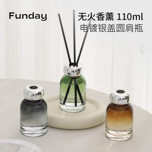 Funday Flameless Aromatherapy 110ml Round Shoulder Bottle Silver Cap <b>Reed</b> <b>Diffuser</b> for Home Indoor Use - Product Image 3