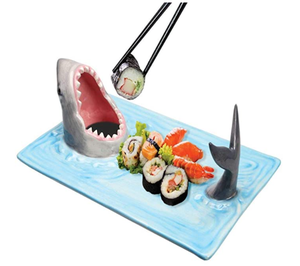 Plateau de service à Sushi en céramique, design personnalisé en forme d'attaque de requin, livraison gratuite - Product Image 5