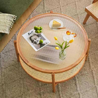 Café en bois de meubles d'hôtel de canne de restaurant moderne unique de luxe dinant la table latérale pour le salon