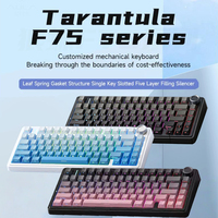 Clavier AULA F75 75% versions double-shot PBT Cherry Keycaps dégradé rose/bleu/noir latéral semi-transparent rétroéclairé RGB