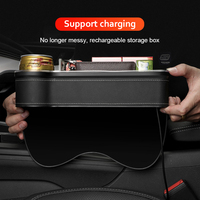 Boîte de rangement pour siège de voiture Boîte de rangement pour lumière ambiante USB Boîte de rangement multifonctionnelle Porte-gobelet pour eau Accessoires d'intérieur de voiture