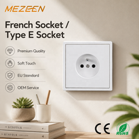 Prise murale française 2P+T standard européenne avec mise à la terre standard, plaque PC Soft Touch, prise de courant encastrée 16A 250V