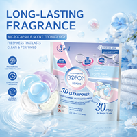 Cápsulas de Detergente para Ropa OEM ODM, 30 Unidades, 5 en 1, Limpieza Profunda, Ecológicas, Antibacterianas, Protección del Color, Eliminación de Manchas, Larga Duración