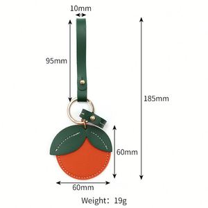 3 Days Shipping Orange Shaped Keychain Wristband Faux Leather <b>Key</b> <b>Ring</b> with Card Holder Fashion <b>Bag</b> Pendant for Women Gift Idea - Product Image 3