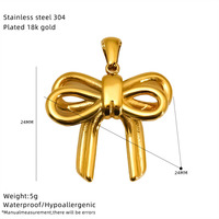 Pendentif Nœud 3D en Ruban Novirassine en Acier Inoxydable Plaqué Or 18K pour Femme, Collier Coquette Tendance, Breloque Délicate DIY
