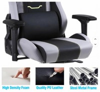 Chaise de jeu confortable en cuir PU extensible et pivotante 4D, style sportif pour jeux sur ordinateur/PC
