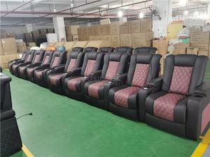 Ensemble de canapés inclinables électriques haut de gamme 4 places en cuir véritable pour cinéma maison - Product Image 6