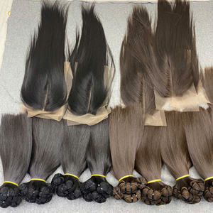 Venta al por mayor de extensión de cabello humano recto de hueso estirado doble, paquete de cabello humano de trama alineada con cutícula virgen de 6-24 pulgadas - Product Image 6