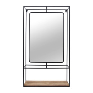 Estante rectangular de pared con espejo y base de madera para entrada o baño, organizador de almacenamiento - Product Image 2