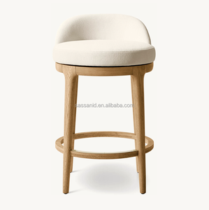 Taburete de Comedor Sassanid, Taburete de Cocina Lignee, Taburete de Bar y Barra Giratorio de Tela con Respaldo Bajo - Product Image 2