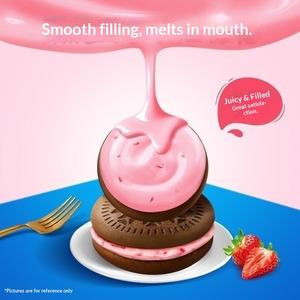 Biscuits sandwichs au fromage et à la vanille et à la fraise, 132 g, saveur douce, emballage en carton, sucreries coréennes, sucreries chinoises, biscuits - Product Image 4