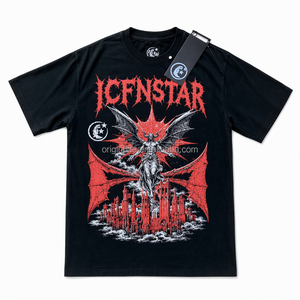 High Quality Men's Black Graphic T Shirt Regular <b>Fit</b> Short Sleeve O Neck 100% Cotton Knitted Digital Print Washed Casual - Product Image 2