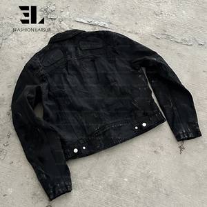 Chaqueta Vaquera LARSUR Personalizada de Fábrica, Lavado Desgastado, Recubierta de Cera, con Efecto de Barro, Aceite y Fuego, con Broche de <span class=keywords><strong>Bombero</strong></span> - Product Image 4