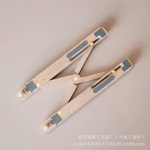 Solid Wood Laptop Stand <b>Foldable</b> Adjustable Desktop Height Enhancer Cooler for Office Use - Product Image 3