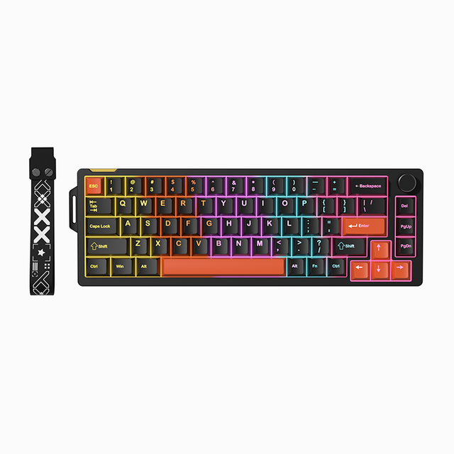 V68 68-Key Mechanical Keyboard Wired Gaming Keyboard Custom Mechanical Keyboard Rotary Knob Keyboard PBT Keycaps Keyboard