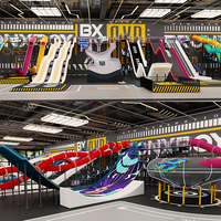 Parc de jeux intérieur multi-niveaux avec toboggan, centre de jeux souple pour enfants, service complet, usine commerciale