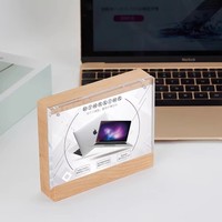 Vente en gros de porte-menu solides en acrylique 4x6 pouces, cadre photo magnétique avec base en bois