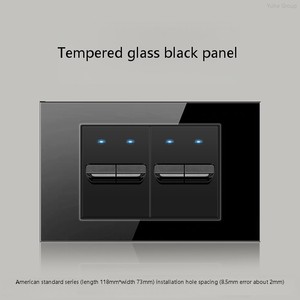 American Standard Wall Switch Socket Type 118 <b>Black</b> Tempered Glass Panel Two-Way Push Reset Button <b>Touch</b> Panel IP20 Switch - Product Image 4