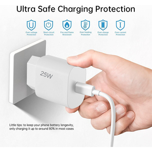 Cargador de Pared USB-C de Carga Súper Rápida de 25 W, Adaptador de Cargador PD para la UE con Cable Tipo C para Teléfono Móvil <span class=keywords><strong>Samsung</strong></span> Galaxy <span class=keywords><strong>S22</strong></span> S21 - Product Image 3