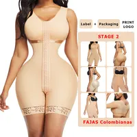 Özel servis sahne 2 Fajas ameliyat sonrası yan fermuar tam vücut şekillendirici zayıflama Fajas Colombianas Shaperwear Bodysuit