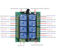 DC 12V 24V 8 canaux Module de relais sans fil 433MHz RF télécommande commutateur émetteur et récepteur carte