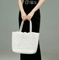 Sac fourre-tout moderne et élégant en crochet pour courses, réutilisable, lavable, en coton et maille, pour l'extérieur