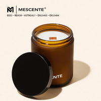 Tempat Lilin Logam Kecil Berkualitas Tinggi Mescente, Wadah Lilin Kaca Aromatik Amber Kosong, Tempat Lilin Votive Natal Grosir dengan Logo