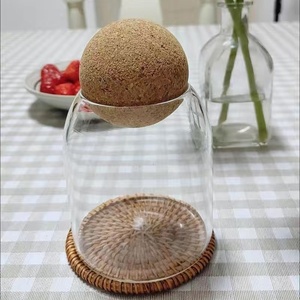 Récipient de bougie en verre borosilicaté élevé avec boule de liège couleur arc-en-ciel couleur unie quantité minimale de commande <span class=keywords><strong>bas</strong></span> - Product Image 5