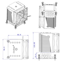 Radiateur processeur pour ordinateur de bureau, 1pièce 115x 3U, ventilateur de refroidissement cpu, 5 tuyaux thermiques, radiateur