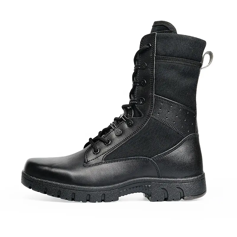 Black Camping Tactical Combat Boots Genuine Leather Lace Up Gothic Leather Boots for Men